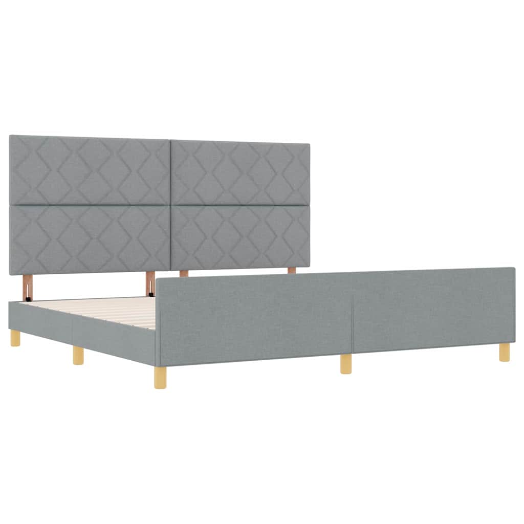 Bedframe met hoofdeinde Lichtgrijs 200 x 200 cm Stof is nu te koop bij PeponiXL, paradijselijk wonen!