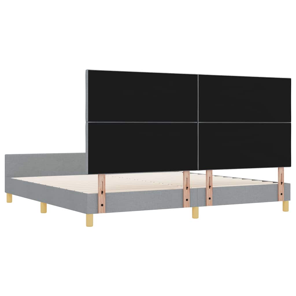 Bedframe met hoofdeinde Lichtgrijs 200 x 200 cm Stof is nu te koop bij PeponiXL, paradijselijk wonen!
