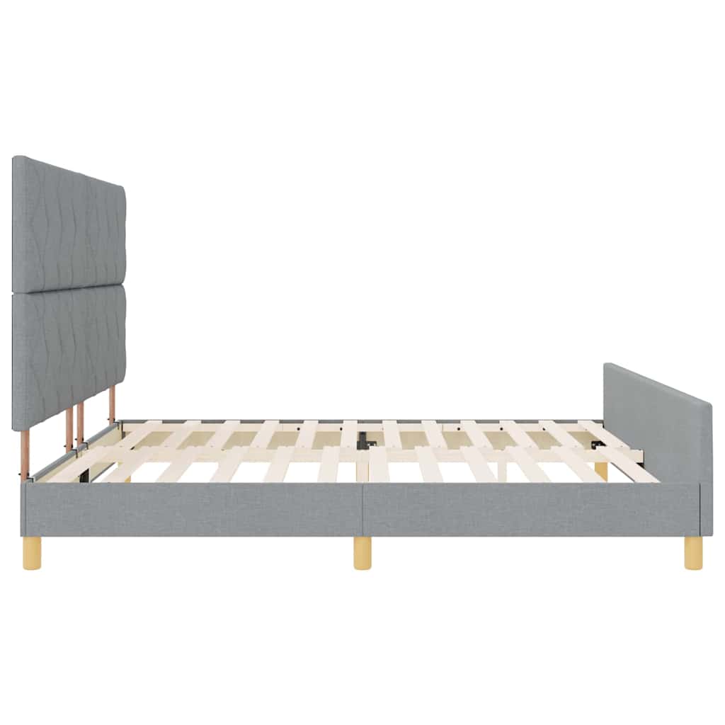 Bedframe met hoofdeinde Lichtgrijs 200 x 200 cm Stof is nu te koop bij PeponiXL, paradijselijk wonen!