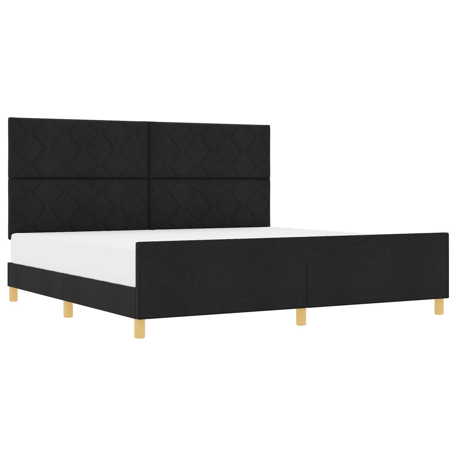Bedframe met hoofdeinde Zwart 200 x 200 cm Stof is nu te koop bij PeponiXL, paradijselijk wonen!