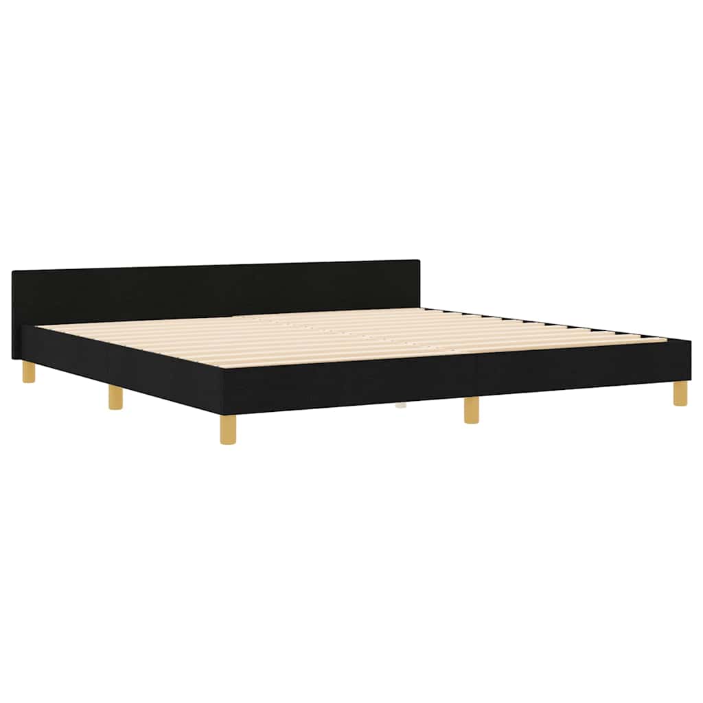 Bedframe met hoofdeinde Zwart 200 x 200 cm Stof is nu te koop bij PeponiXL, paradijselijk wonen!