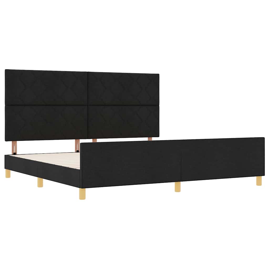 Bedframe met hoofdeinde Zwart 200 x 200 cm Stof is nu te koop bij PeponiXL, paradijselijk wonen!
