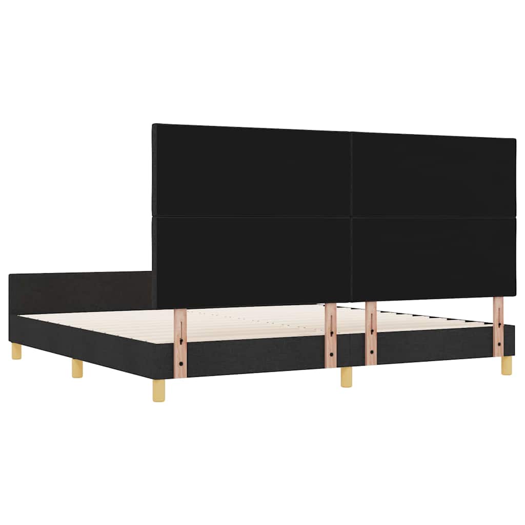 Bedframe met hoofdeinde Zwart 200 x 200 cm Stof is nu te koop bij PeponiXL, paradijselijk wonen!
