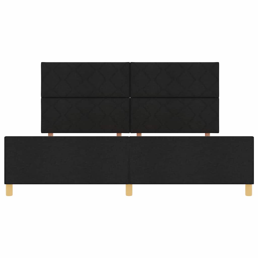 Bedframe met hoofdeinde Zwart 200 x 200 cm Stof is nu te koop bij PeponiXL, paradijselijk wonen!