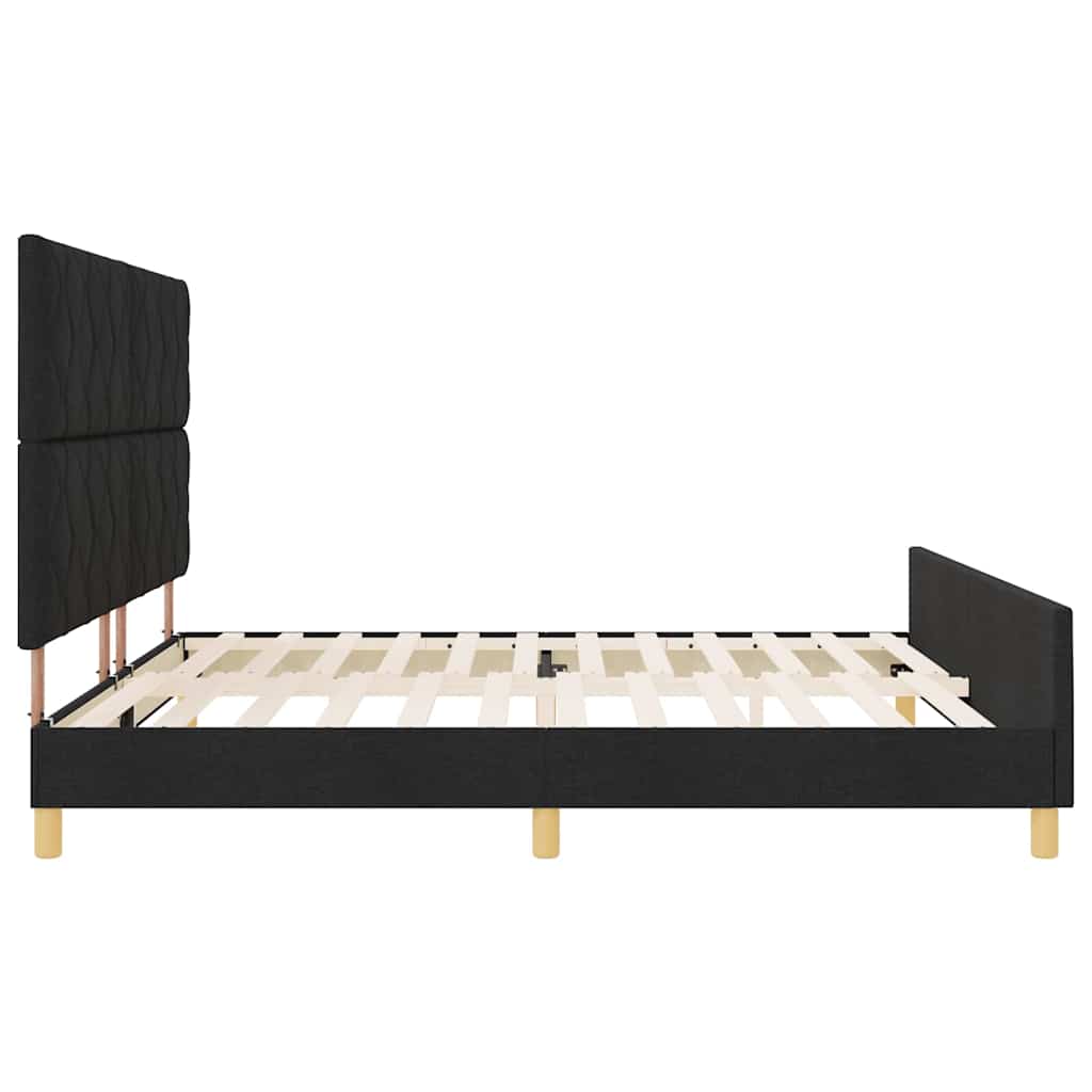 Bedframe met hoofdeinde Zwart 200 x 200 cm Stof is nu te koop bij PeponiXL, paradijselijk wonen!