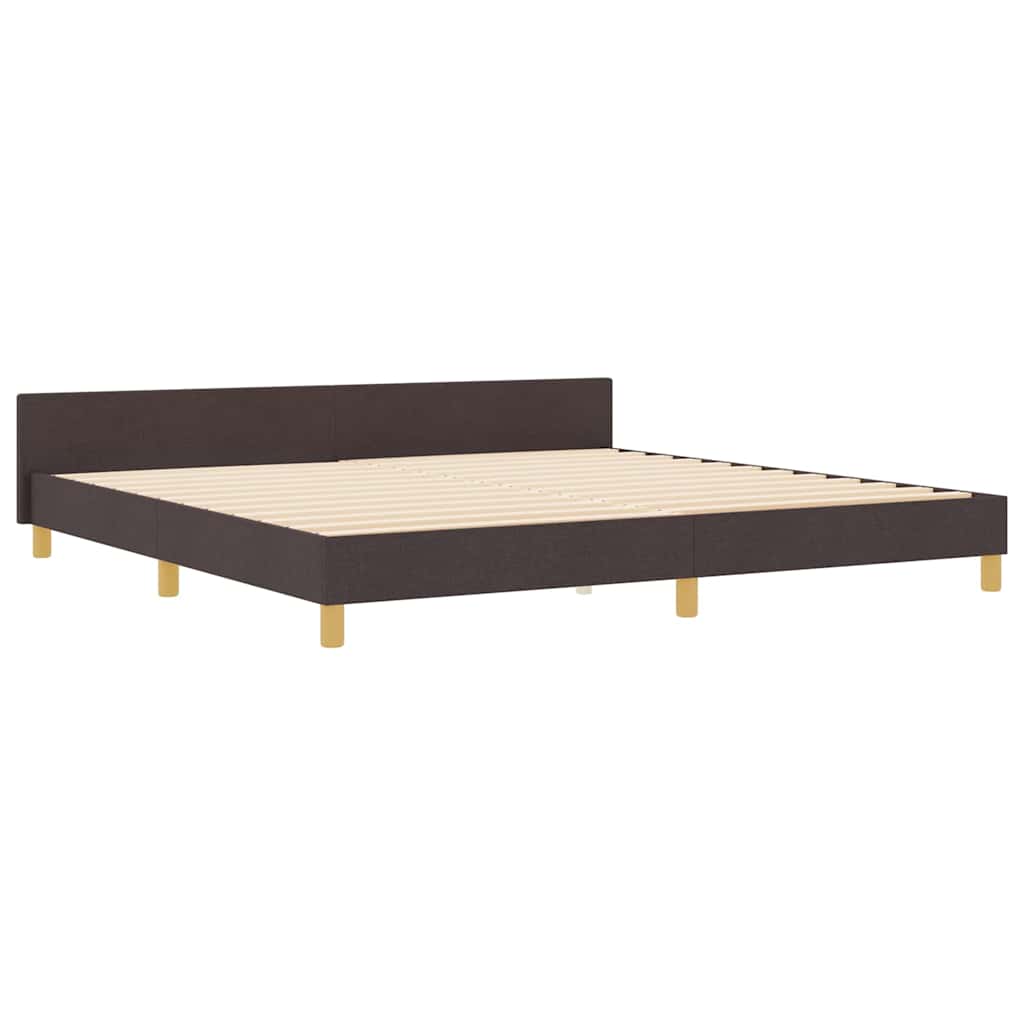 Bedframe met hoofdeinde Donkerbruin 200 x 200 cm Stof is nu te koop bij PeponiXL, paradijselijk wonen!