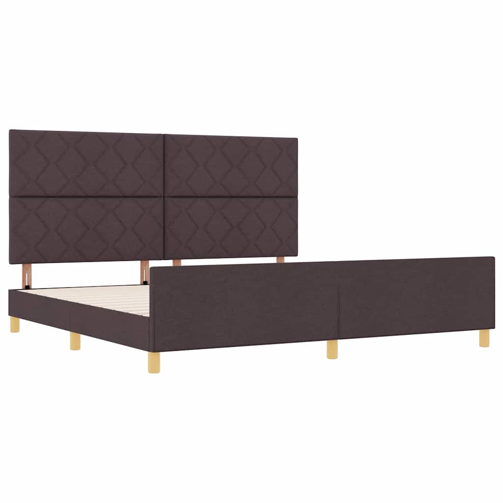 Bedframe met hoofdeinde Donkerbruin 200 x 200 cm Stof is nu te koop bij PeponiXL, paradijselijk wonen!