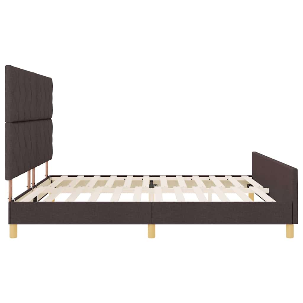 Bedframe met hoofdeinde Donkerbruin 200 x 200 cm Stof is nu te koop bij PeponiXL, paradijselijk wonen!