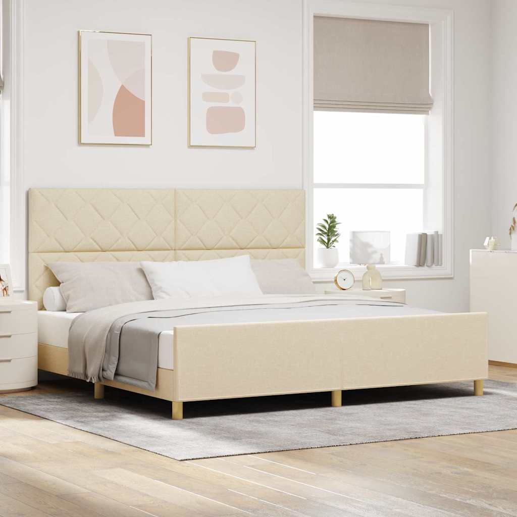 Bedframe met hoofdeinde Crème 200 x 200 cm Stof is nu te koop bij PeponiXL, paradijselijk wonen!