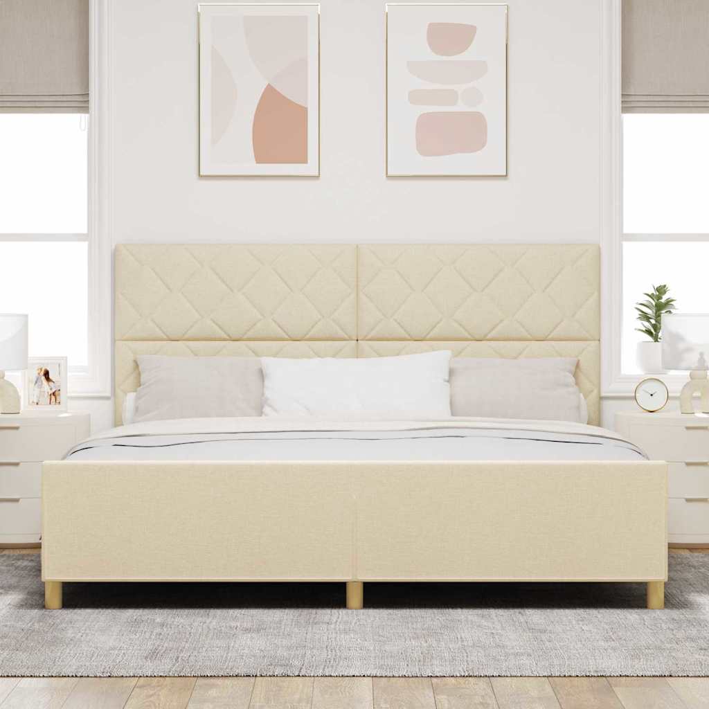 Bedframe met hoofdeinde Crème 200 x 200 cm Stof is nu te koop bij PeponiXL, paradijselijk wonen!