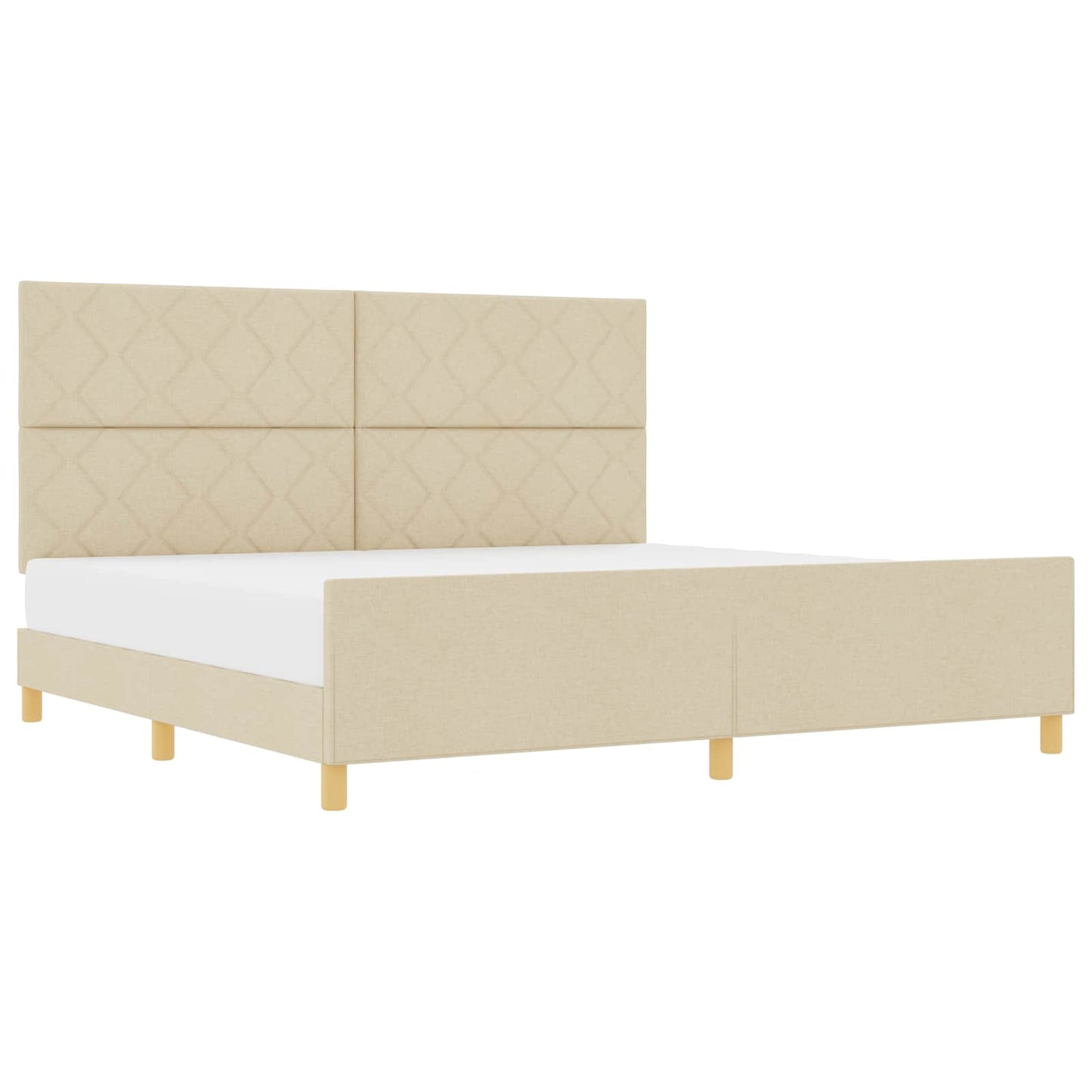 Bedframe met hoofdeinde Crème 200 x 200 cm Stof is nu te koop bij PeponiXL, paradijselijk wonen!