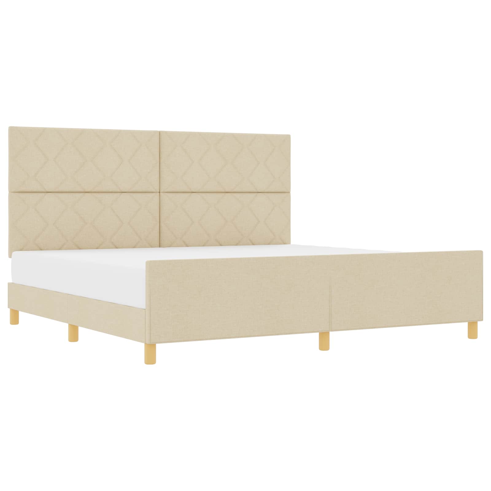 Bedframe met hoofdeinde Crème 200 x 200 cm Stof is nu te koop bij PeponiXL, paradijselijk wonen!