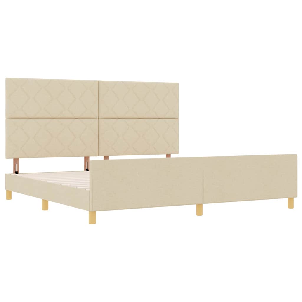 Bedframe met hoofdeinde Crème 200 x 200 cm Stof is nu te koop bij PeponiXL, paradijselijk wonen!