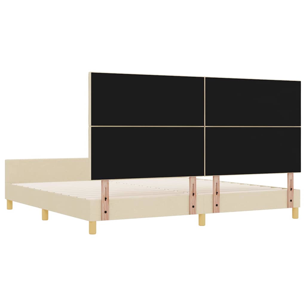 Bedframe met hoofdeinde Crème 200 x 200 cm Stof is nu te koop bij PeponiXL, paradijselijk wonen!