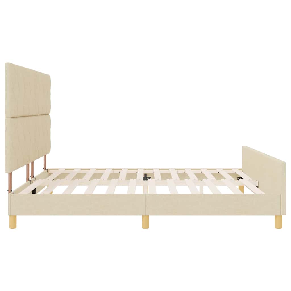 Bedframe met hoofdeinde Crème 200 x 200 cm Stof is nu te koop bij PeponiXL, paradijselijk wonen!