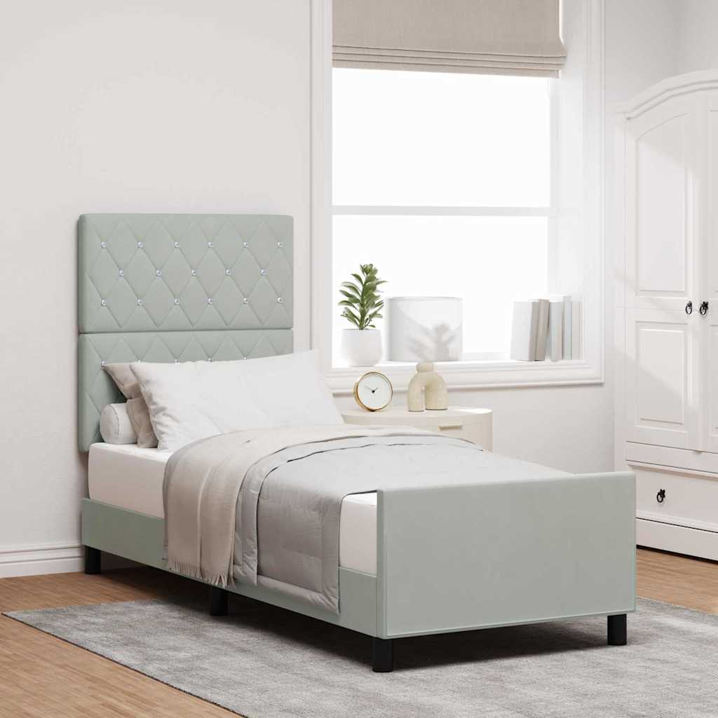 Boxspringbed met hoofdeinde Lichtgrijs 80 x 200 cm Fluweel is nu te koop bij PeponiXL, paradijselijk wonen!