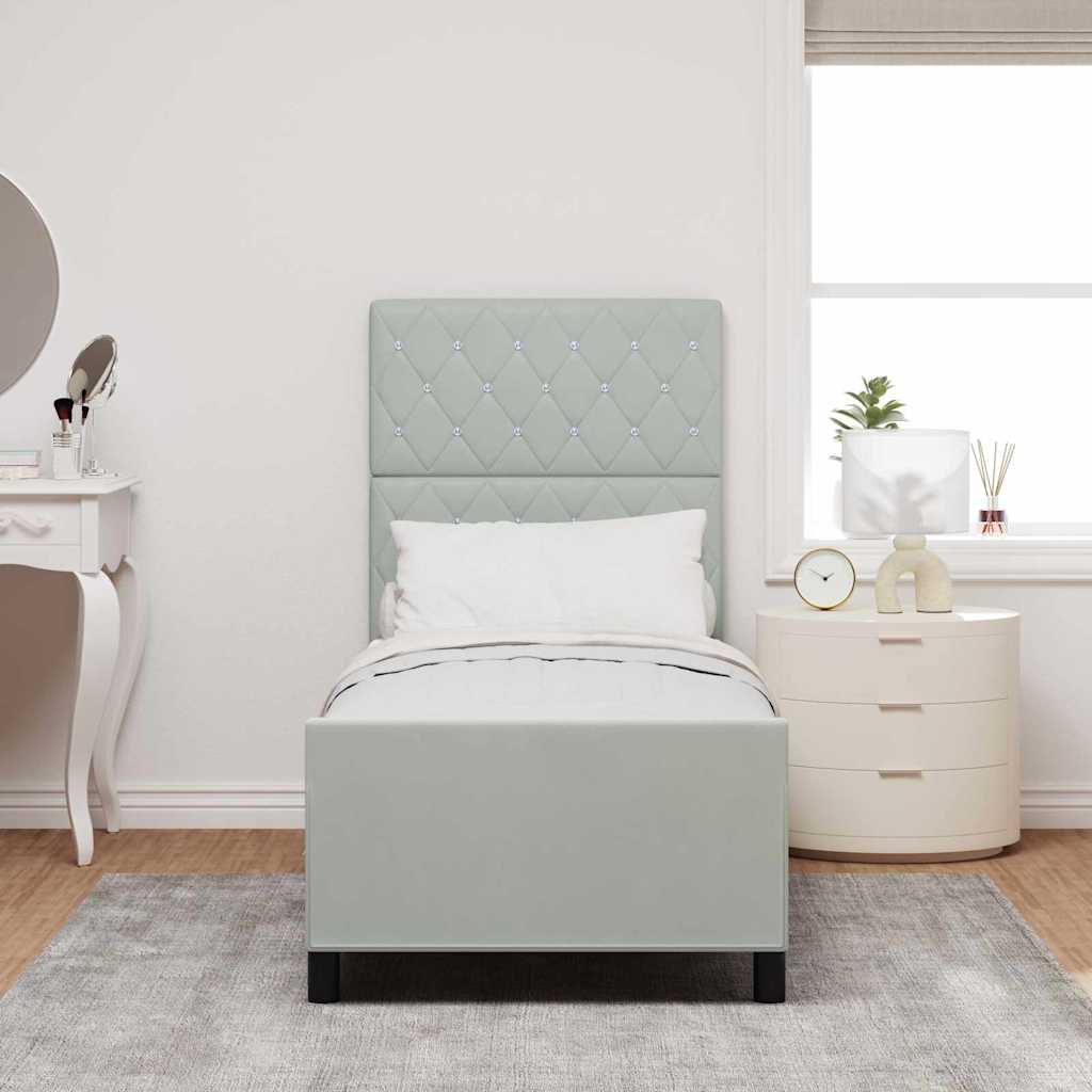 Boxspringbed met hoofdeinde Lichtgrijs 80 x 200 cm Fluweel is nu te koop bij PeponiXL, paradijselijk wonen!