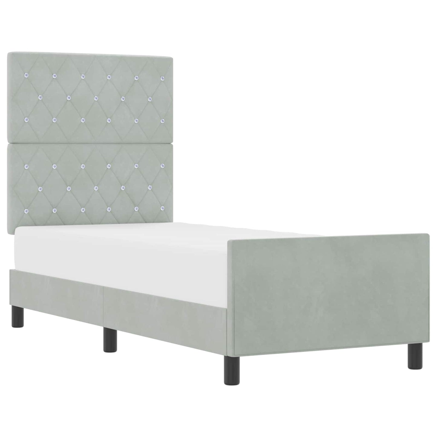 Boxspringbed met hoofdeinde Lichtgrijs 80 x 200 cm Fluweel is nu te koop bij PeponiXL, paradijselijk wonen!