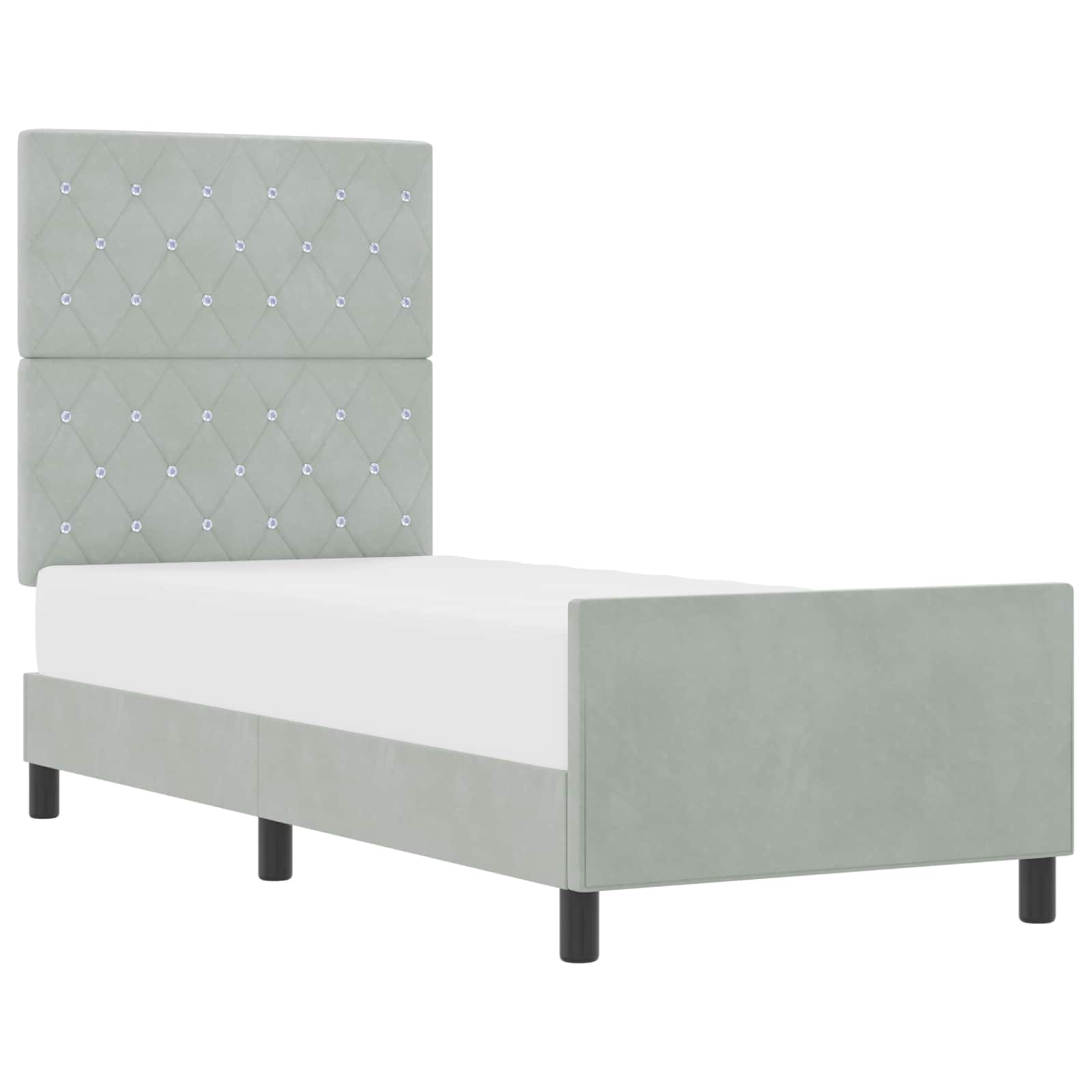 Boxspringbed met hoofdeinde Lichtgrijs 80 x 200 cm Fluweel is nu te koop bij PeponiXL, paradijselijk wonen!