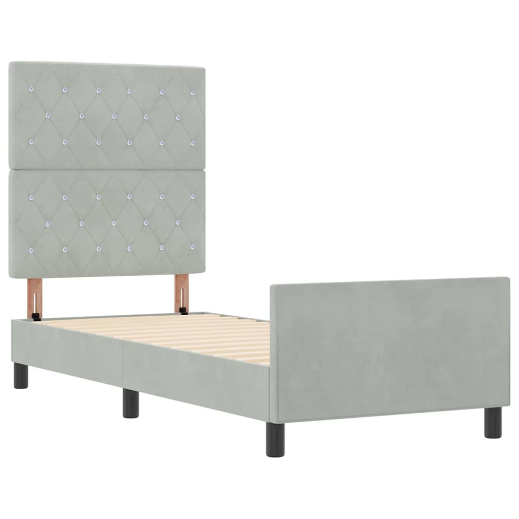 Boxspringbed met hoofdeinde Lichtgrijs 80 x 200 cm Fluweel is nu te koop bij PeponiXL, paradijselijk wonen!