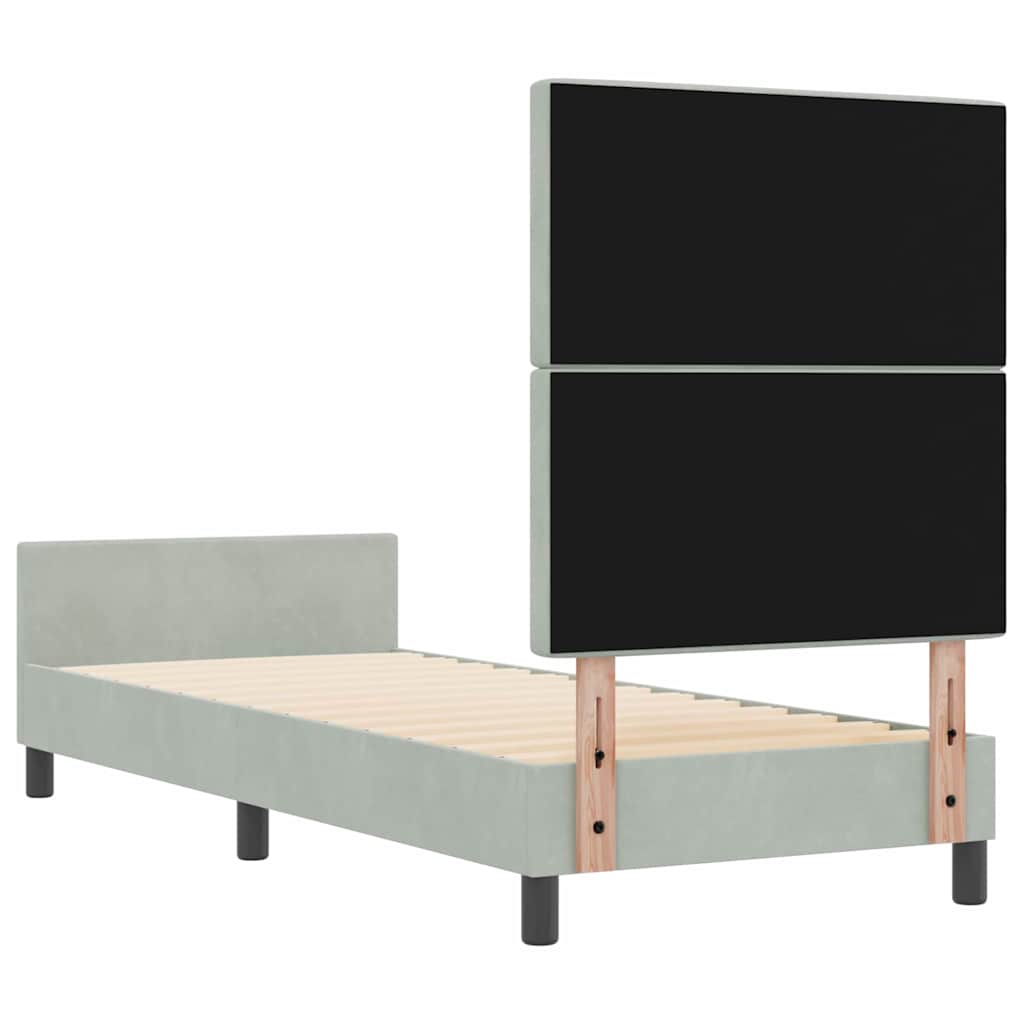 Boxspringbed met hoofdeinde Lichtgrijs 80 x 200 cm Fluweel is nu te koop bij PeponiXL, paradijselijk wonen!