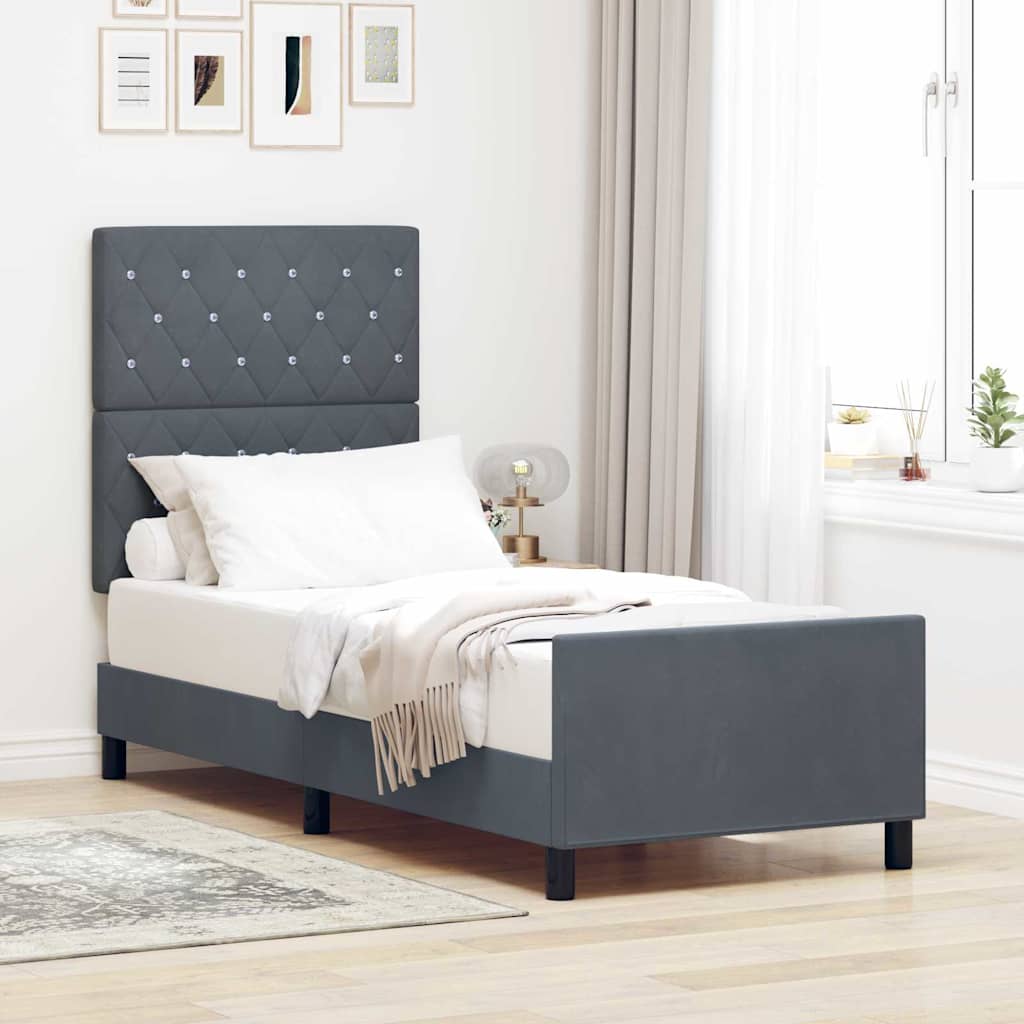 Boxspringbed met hoofdeinde Donkergrijs 80 x 200 cm Fluweel is nu te koop bij PeponiXL, paradijselijk wonen!