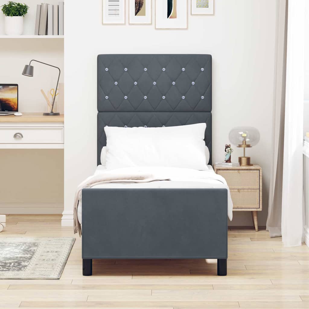 Boxspringbed met hoofdeinde Donkergrijs 80 x 200 cm Fluweel is nu te koop bij PeponiXL, paradijselijk wonen!