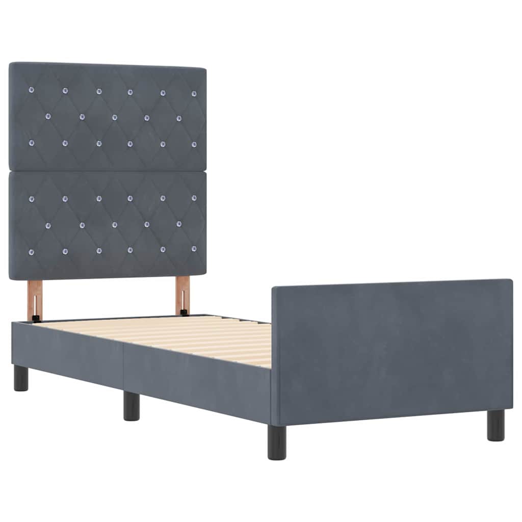 Boxspringbed met hoofdeinde Donkergrijs 80 x 200 cm Fluweel is nu te koop bij PeponiXL, paradijselijk wonen!
