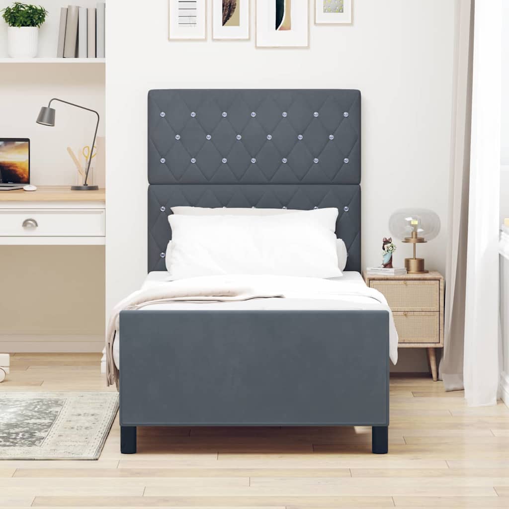 Boxspringbed met hoofdeinde Donkergrijs 90 x 190 cm Fluweel is nu te koop bij PeponiXL, paradijselijk wonen!