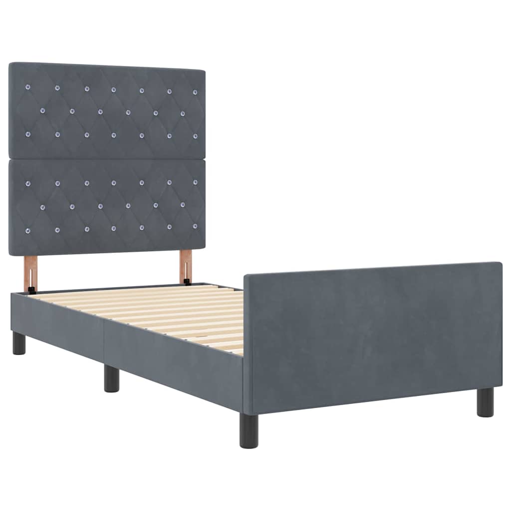 Boxspringbed met hoofdeinde Donkergrijs 90 x 200 cm Fluweel is nu te koop bij PeponiXL, paradijselijk wonen!