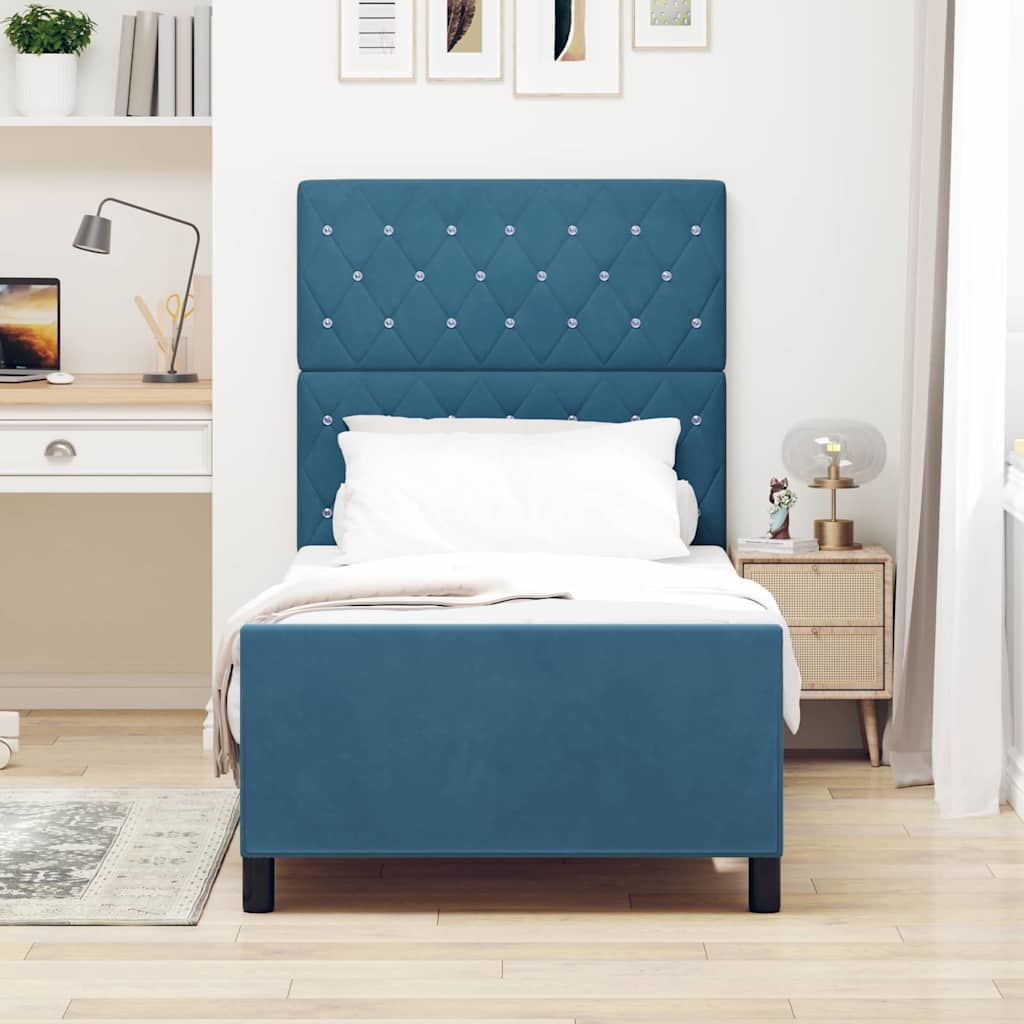 Boxspringbed met hoofdeinde Donkerblauw 90 x 200 cm Fluweel is nu te koop bij PeponiXL, paradijselijk wonen!
