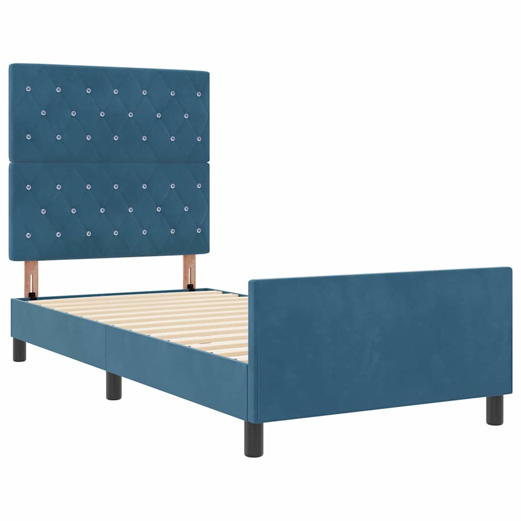Boxspringbed met hoofdeinde Donkerblauw 90 x 200 cm Fluweel is nu te koop bij PeponiXL, paradijselijk wonen!