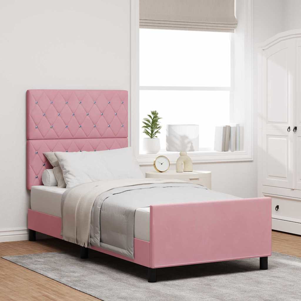 Boxspringbed met hoofdeinde Roze 90 x 200 cm Fluweel is nu te koop bij PeponiXL, paradijselijk wonen!