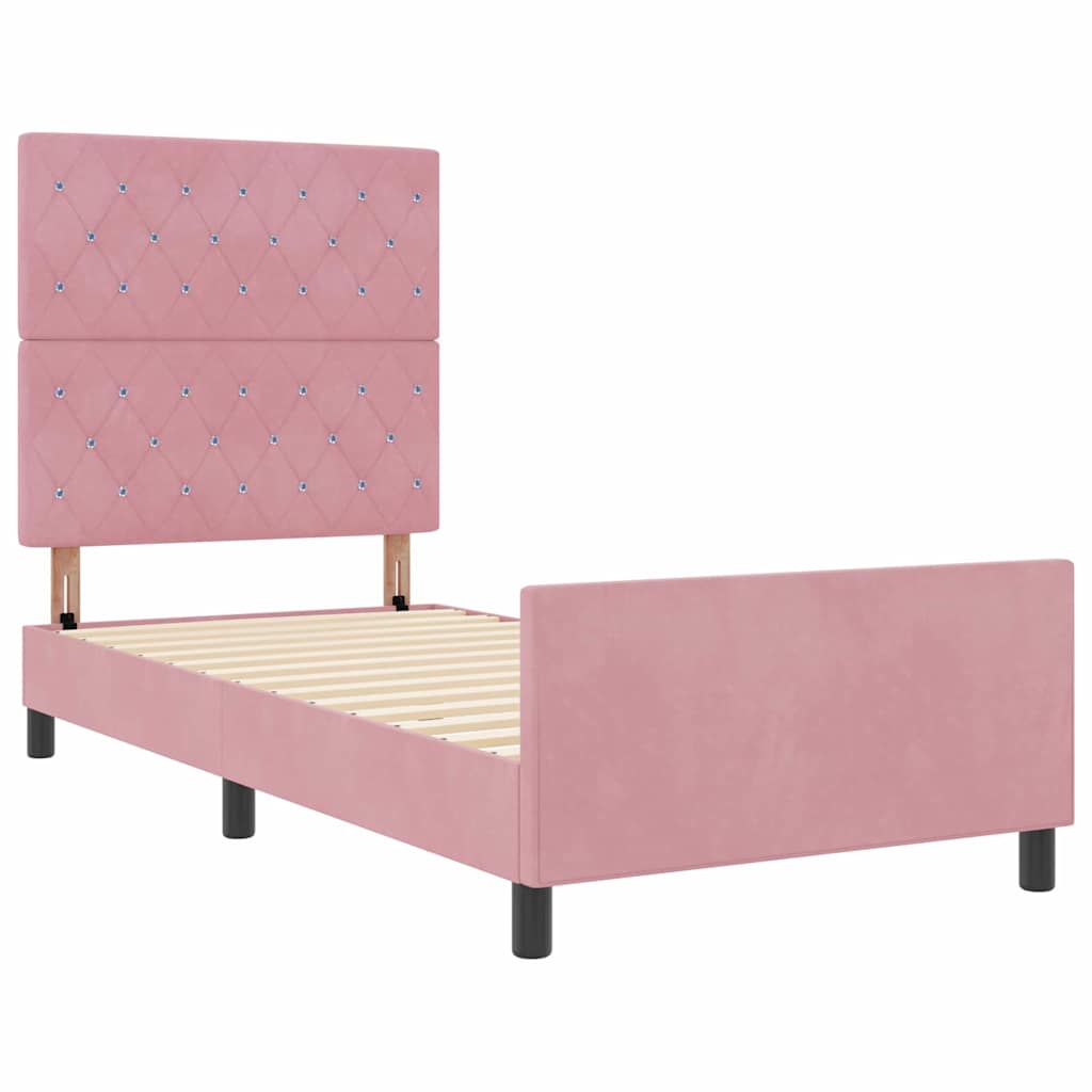 Boxspringbed met hoofdeinde Roze 90 x 200 cm Fluweel is nu te koop bij PeponiXL, paradijselijk wonen!