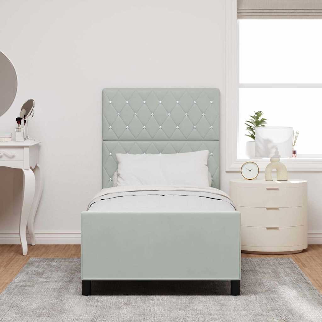Boxspringbed met hoofdeinde Lichtgrijs 100 x 200 cm Fluweel is nu te koop bij PeponiXL, paradijselijk wonen!