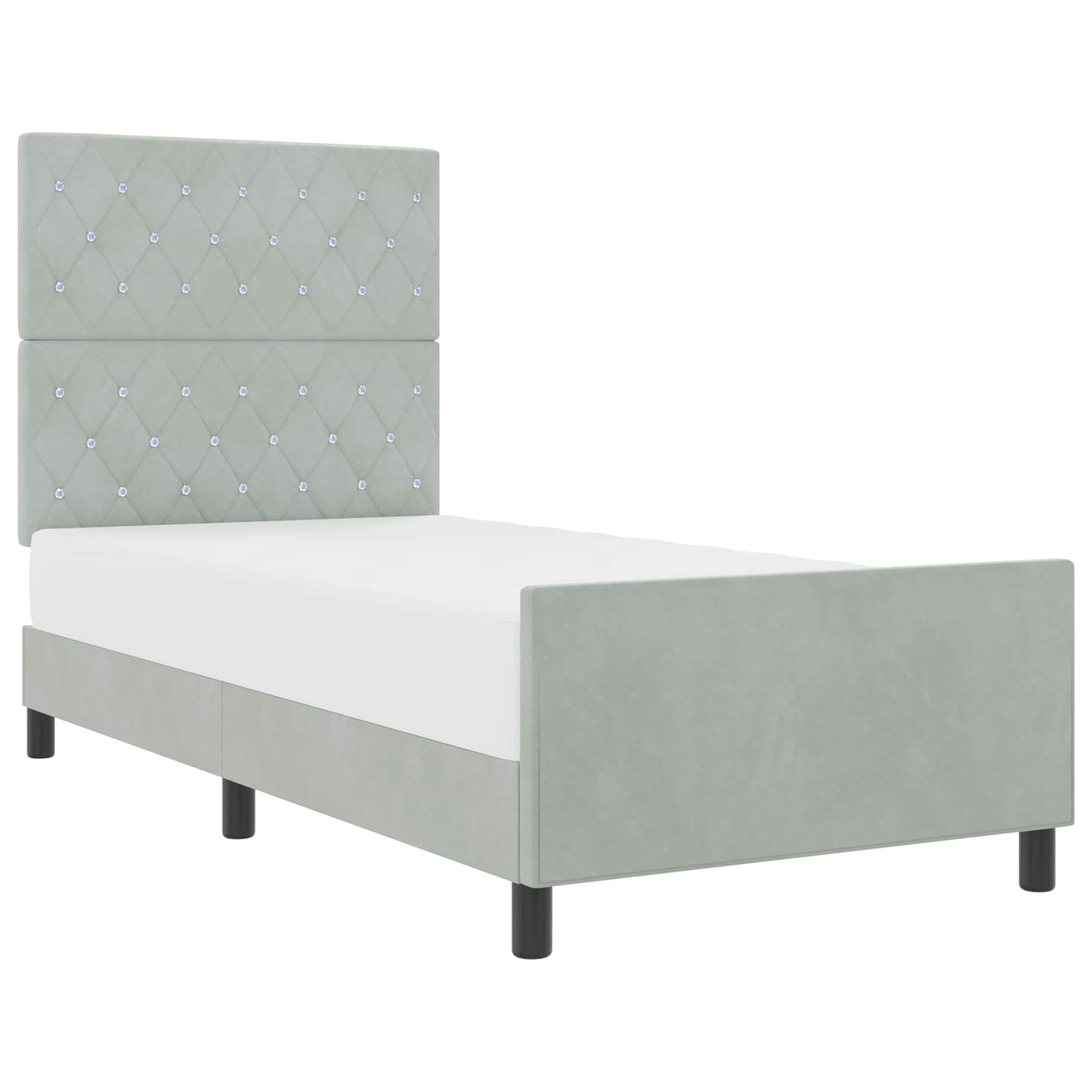 Boxspringbed met hoofdeinde Lichtgrijs 100 x 200 cm Fluweel is nu te koop bij PeponiXL, paradijselijk wonen!