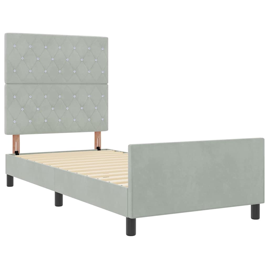 Boxspringbed met hoofdeinde Lichtgrijs 100 x 200 cm Fluweel is nu te koop bij PeponiXL, paradijselijk wonen!