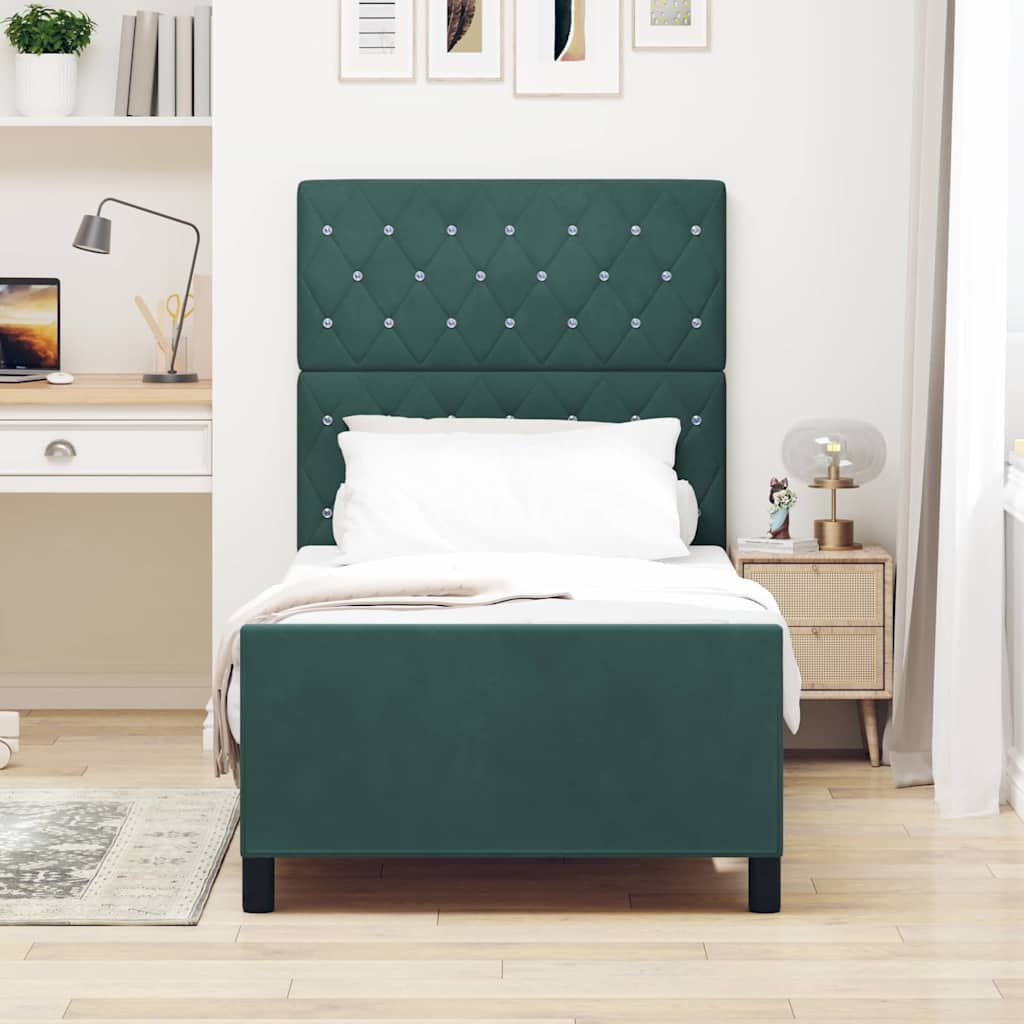 Boxspringbed met hoofdeinde Donkergroen 100 x 200 cm Fluweel is nu te koop bij PeponiXL, paradijselijk wonen!