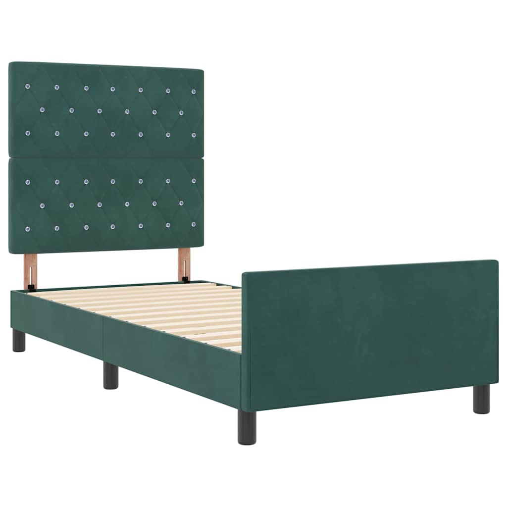 Boxspringbed met hoofdeinde Donkergroen 100 x 200 cm Fluweel is nu te koop bij PeponiXL, paradijselijk wonen!