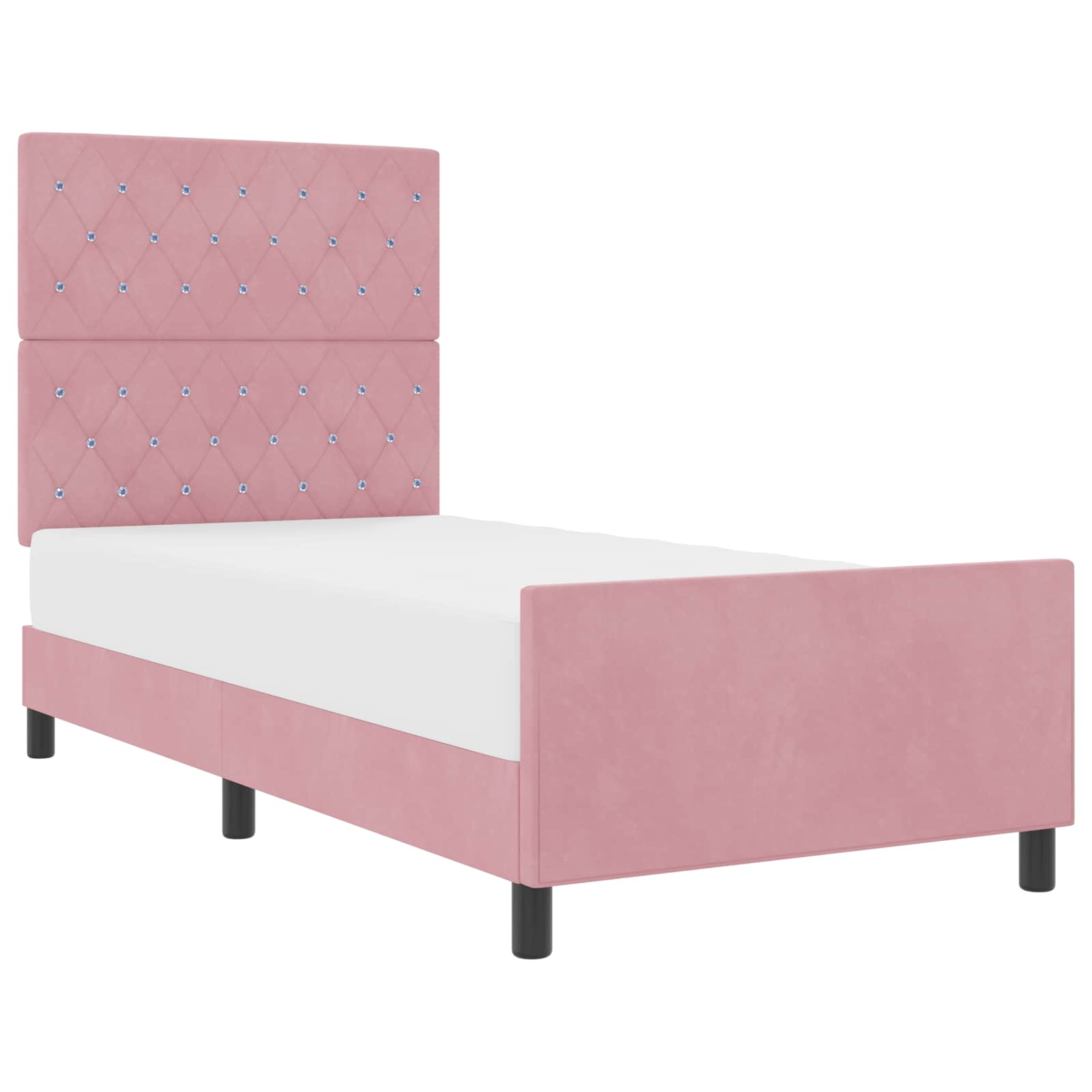 Boxspringbed met hoofdeinde Roze 100 x 200 cm Fluweel is nu te koop bij PeponiXL, paradijselijk wonen!