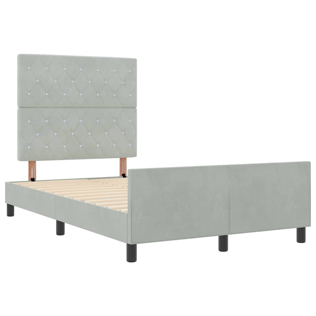 Boxspringbed met hoofdeinde Lichtgrijs 120 x 200 cm Fluweel is nu te koop bij PeponiXL, paradijselijk wonen!