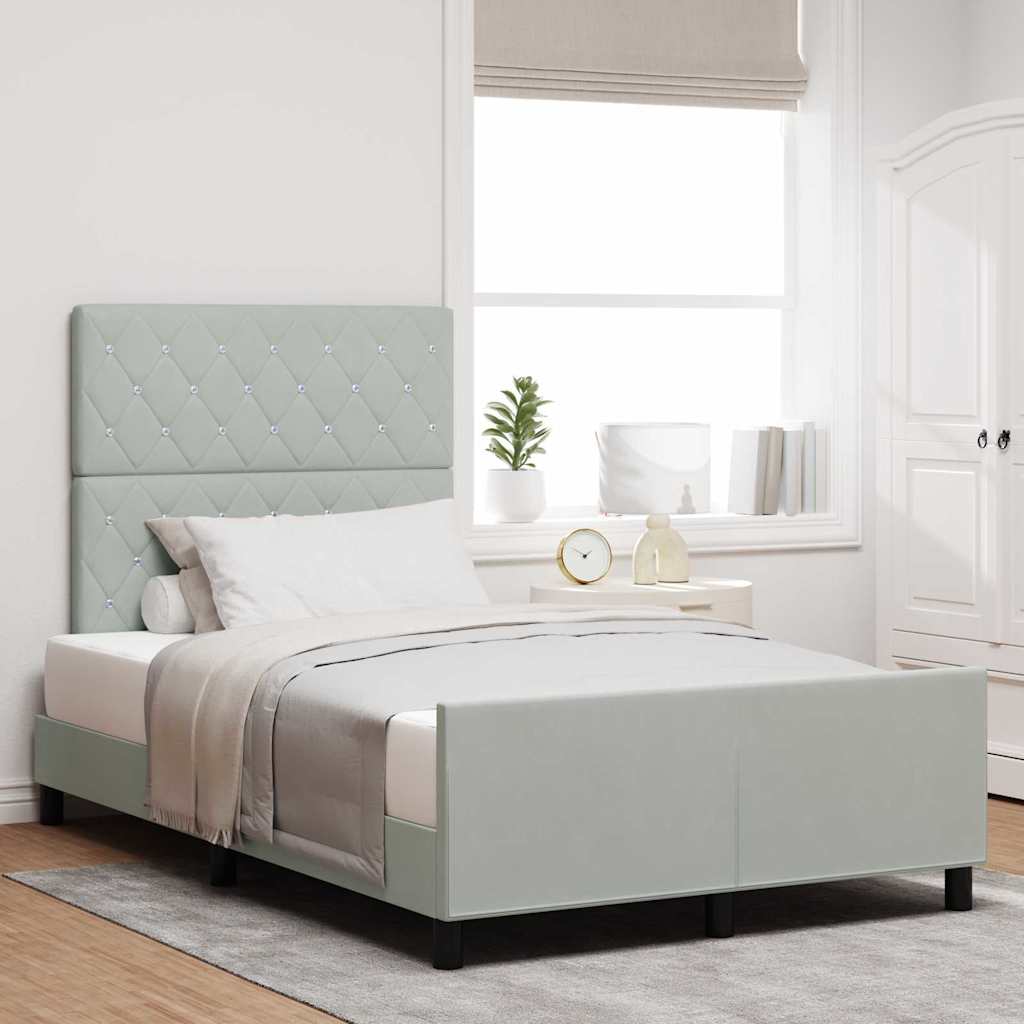 Boxspringbed met hoofdeinde Lichtgrijs 120 x 200 cm Fluweel is nu te koop bij PeponiXL, paradijselijk wonen!