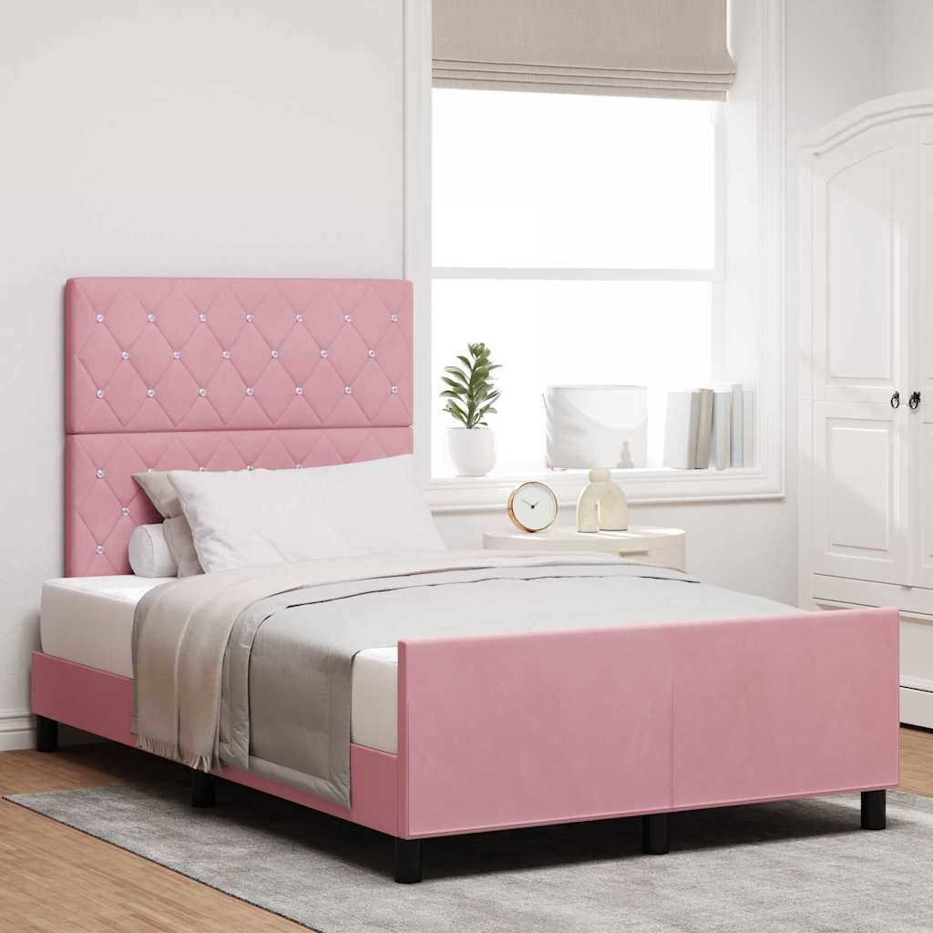 Boxspringbed met hoofdeinde Roze 120 x 200 cm Fluweel is nu te koop bij PeponiXL, paradijselijk wonen!