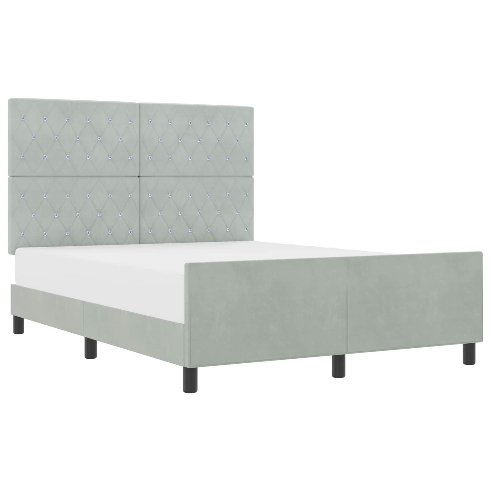 Boxspringbed met hoofdeinde Lichtgrijs 140 x 190 cm Fluweel is nu te koop bij PeponiXL, paradijselijk wonen!