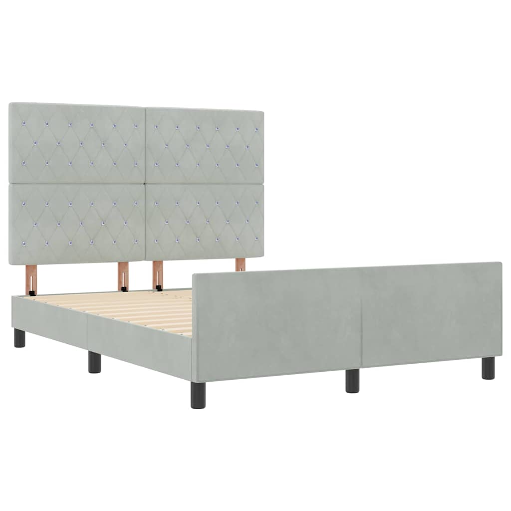 Boxspringbed met hoofdeinde Lichtgrijs 140 x 190 cm Fluweel is nu te koop bij PeponiXL, paradijselijk wonen!