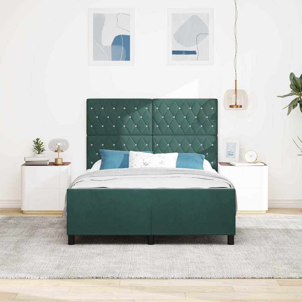 Boxspringbed met hoofdeinde Donkergroen 140 x 190 cm Fluweel is nu te koop bij PeponiXL, paradijselijk wonen!