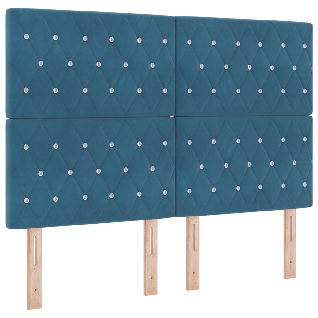 Boxspringbed met hoofdeinde Donkerblauw 140 x 190 cm Fluweel is nu te koop bij PeponiXL, paradijselijk wonen!