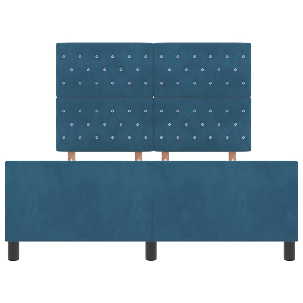 Boxspringbed met hoofdeinde Donkerblauw 140 x 190 cm Fluweel is nu te koop bij PeponiXL, paradijselijk wonen!