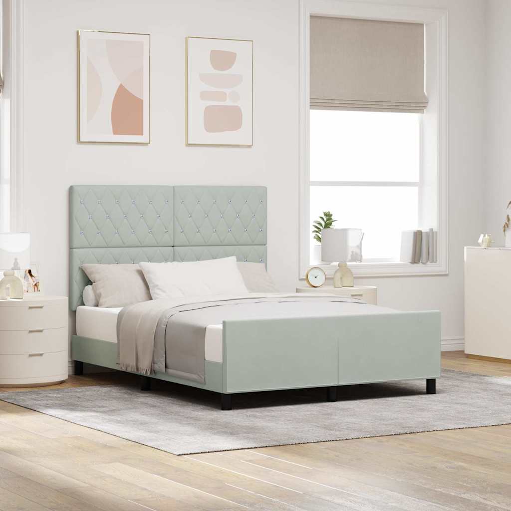 Boxspringbed met hoofdeinde Lichtgrijs 140 x 200 cm Fluweel is nu te koop bij PeponiXL, paradijselijk wonen!