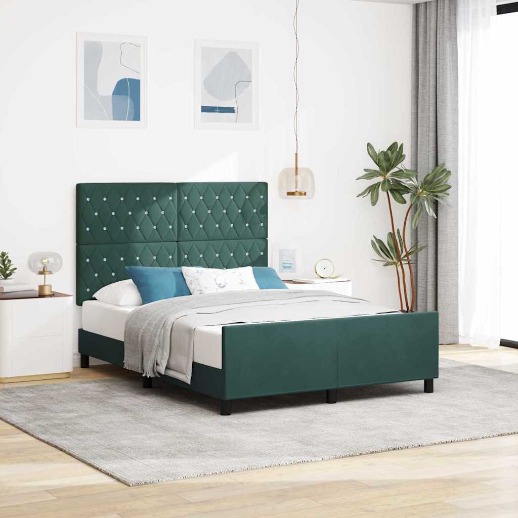 Boxspringbed met hoofdeinde Donkergroen 140 x 200 cm Fluweel is nu te koop bij PeponiXL, paradijselijk wonen!